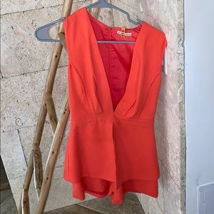 mustard seed bright coral romper